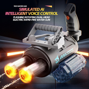 Pistolet à eau rotatif à double canon Gatling pour enfant avec commande vocale intelligente IA, grande capacité, haute pression, jouet aquatique pour l'été - Product Image 1