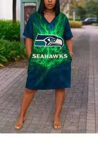 उच्च गुणवत्ता वाले खेल मैडिका फुटबॉल पोशाक डिजिटल मुद्रित प्लस आकार की महिला दैनिक घुटने की लंबाई वाले वी-गर्दन खेल कपड़े पहने - Product Image 6