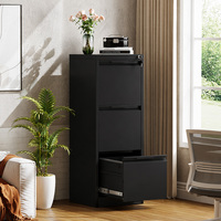 Archivador vertical moderno de 3 cajones, metálico, con cerradura, para oficina.
