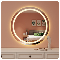 Miroir rond moderne à lumière LED, écran tactile mural, miroir intelligent, miroir de bain Bluetooth, maquillage brillant