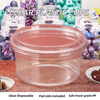 Gobelets jetables transparents en plastique avec couvercles plats, conception à paroi simple pour café glacé, yaourts, desserts, logo personnalisable sur le couvercle