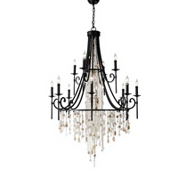 Lustre en cristal double style américain, rétro, pour villa française, trois longues lampes LED vintage dorées pour salon, chambre et escalier