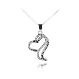Collier ZRM Fashion « Toujours ma mère, toujours <span class=keywords><strong>mon</strong></span> amie » en alliage de zinc <span class=keywords><strong>avec</strong></span> strass et chaîne serpent, style punk – Cadeau idéal pour la fête des mères - Product Image 1