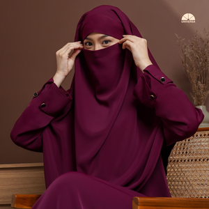 Conjunto de Abaya Islámica y Khimar Francés para Mujer, Color Borgoña, Algodón Marbella Premium, Sólido, Sin Tejido, Corte Holgado, Vestido Modesto con Caja de Regalo - Product Image 5