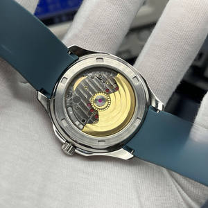 2025 High-End Dark Blue Irregular Brick Inlaid <b>Men's</b> Mechanical <b>Watch</b> with Rubber Strap, Waterproof Casual <b>Watch</b> - Product Image 4