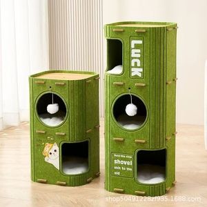 Double-Layer Felt MDF <strong>Cat</strong> Tree <strong>Bed</strong> 2-Level Climbing Frame Anti-Slip Scratching Board Enclosed Design-All Seasons Indoor Use Easy - Product Image 2