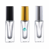 Flacon de parfum vide rectangulaire en gros, 6 ml, couvercle doré, argenté, noir, rechargeable, emballage cosmétique en verre pour le soin du visage