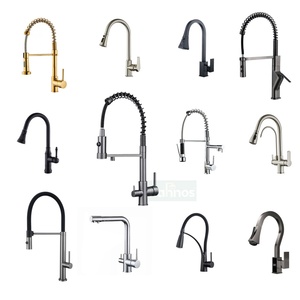 Robinet commercial mat, robinet à ressort industriel, robinet de cuisine à poignée unique, pulvérisateur extractible, robinet extractible rotatif, classique - Product Image 2