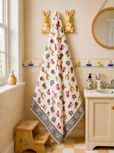 Serviettes de bain pour enfants en coton doux et absorbant, imprimées colorées, qualité export, fabriquées à la main, pour le bain et la plage, disponibles à la vente. - Product Image 1