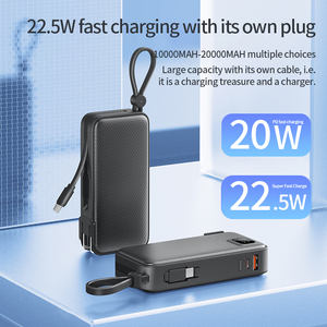 Xách tay 10000mAh 2-in-1 LED hiển thị kỹ thuật số ngân hàng điện kép Cáp dữ liệu cho nhiều thiết bị plug-in Trạm di động 20 Wát - Product Image 4