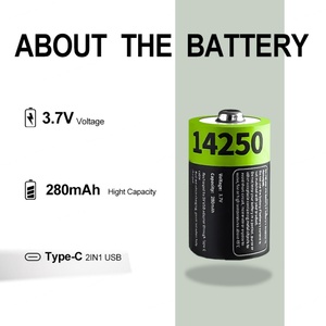 Batería Recargable de Litio IILEER de Buena Calidad, 1036mWh 14250, 3.7V 280mAh, 1200 Ciclos, con Puerto Tipo C para Linterna - Product Image 6