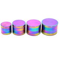 Vente en gros, couleur arc-en-ciel personnalisable, 40mm, 50mm, 55mm, 63mm, broyeur à épices, en alliage de Zinc, grand broyeur, accessoires pour fumer