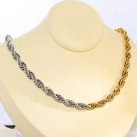 Bijoux fantaisie, collier en corde torsadée géométrique, plaqué or 18 carats, acier inoxydable, cadeau pour femme