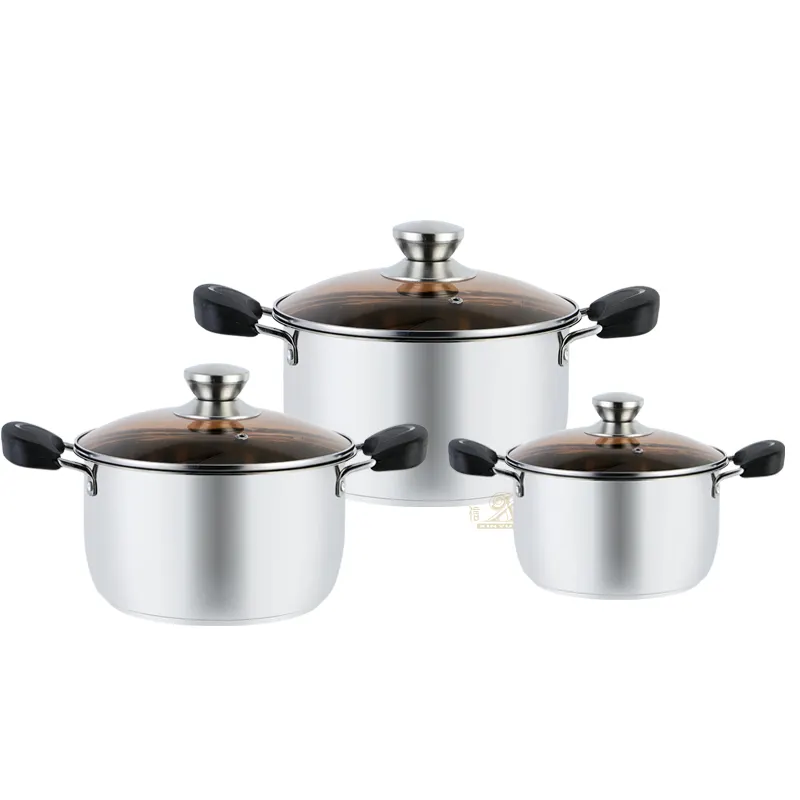 Vendita calda professionale da cucina stock pot set di utensili da cucina in acciaio inox zuppa di pentola