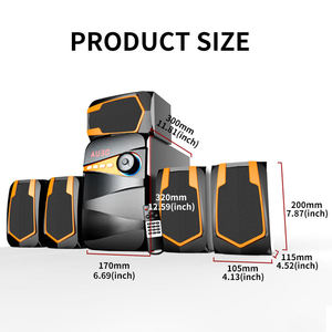 Système de cinéma maison avec haut-parleur Bluetooth 5.1 canaux Surround Sound, radio FM, USB et SD - Product Image 4