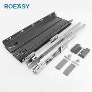 ROEASY Slim Drawer Box Drawer Slides Guides Soft Close Slim Sliding System Sliders Slide Boxes Handles Cabinet Fittings