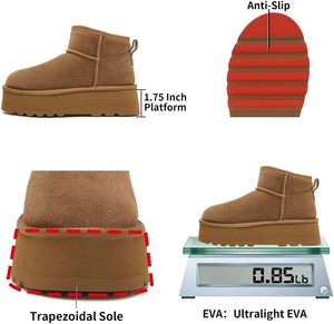 Wholesale UGh Women's <strong>Classic</strong> Ultra Mini <strong>Platform</strong> Snow Boots High-heel Ankle Fur Snow Boots - Product Image 4