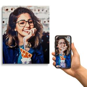 مطبوعات قماشية بألوان مائية مخصصة مع صورك للوحة زيتية على قماش الحائط صورة شخصية كرتونية - Product Image 1