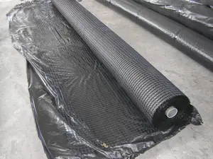 Fabricante paquímetro malha de fibra de vidro geogrid preto horizontal material de embalagem de cor asphalto