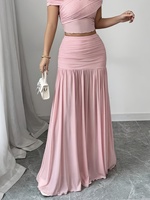 Nouvelle jupe longue plissée anti-plis en polyester, taille empire, couleur unie, élégante, style vintage, pour femme, collection été/printemps