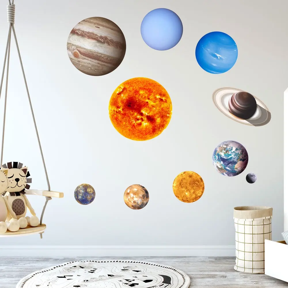 ダーク星と惑星、高輝度ソーラーシステム壁ステッカー9グローイング天井デカール寝室用リビングルーム子供のための