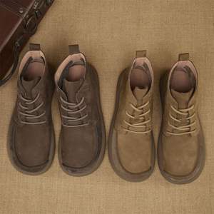 Men's British Style for Boots Retro Lace-up <b>Ankle</b> & <b>Bootie</b> Soft Genuine Leather Autumn Winter Shoes - Product Image 2