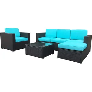 6 Stück Sofa Set Outdoor Wicker Sofa Strand Rattan Möbel Sofa für den Garten