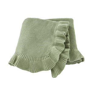 Couverture en coton Mimixiong OEKO <span class=keywords><strong>Tex</strong></span> de qualité supérieure, à volants, pour nouveau-né, bébé, crochet, jacquard, tricotée - Product Image 1