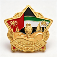 Badge en métal émaillé de qualité supérieure, emblème personnalisé des Émirats arabes unis, épingle de revers en alliage de zinc plaqué or, vente en gros OEM