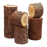 Ensemble de 4 soufflets d'arbre décoratifs en bois naturel rustique moderne avec écorce, pour la décoration de maison de style ferme et centre de table Wabi-sabi