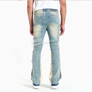 Pantalones Vaqueros Casuales de Alta Calidad para Hombre, Diseño Personalizado OEM, Estilo Vintage Desgastado, Corte Acampanado - Product Image 3