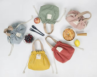 Tas Tote korduroi kustom tas Tote korduroi lembut dengan ritsleting tas Tote korduroi untuk kotak makan siang atau sayuran