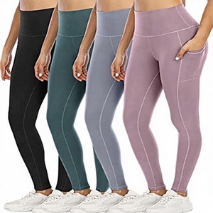 Pantalones <span class=keywords><strong>de</strong></span> Yoga Ajustados <span class=keywords><strong>de</strong></span> Cintura Alta para Mujer, con Bolsillos Laterales, Spandex/Nylon, <span class=keywords><strong>El</strong></span>ásticos en Cuatro Direcciones, Secado Rápido, para Gimnasio y Entrenamiento - Product Image 4