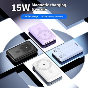 Mini banco de energía magnético inalámbrico de 10000mAh de carga súper rápida de fábrica, cargador portátil, Cable de carga incorporado - Product Image 3
