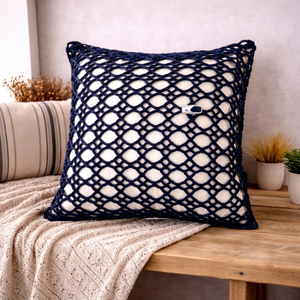 Funda de Almohada Cuadrada Tejida a Mano con Patrón Geométrico, Estilo Bohemio, Decoración del Hogar - Product Image 1