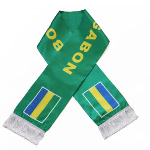 Écharpe drapeau GABON vente en gros de produits d'encouragement football personnalisés Écharpe drapeau national Écharpes châle à pompons - Product Image 1