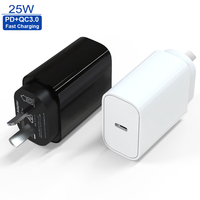 Adaptador de Carga Rápida de 25W con Puerto USB Tipo C, Estándar Australiano, Enchufe AU, PD3.0, QC3.0, Personalizado para Teléfono Móvil, Auriculares y Cámara