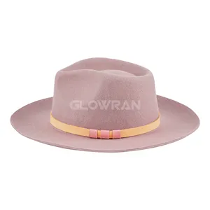 Fashion Style Australian Wool Wide Brim Felt Fedora Hats Women Pink In Stock