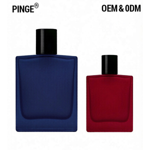 Botella de Perfume Cuadrada de Vidrio Transparente PINGE, Base Pesada con Rosca, 50ml <span class=keywords><strong>100ml</strong></span>, con Caja Roja Personalizada - Product Image 1