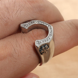 Men's <b>Titanium</b> Steel Snowflake <b>Ring</b> Silver Pave Setting Retro Geometric Fashion Jewelry Gift - Product Image 4