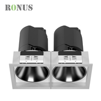 Double Tête Réglable Rotatif COB 7W * 3 Spot Down Light Encastré Rectangulaire LED Downlight