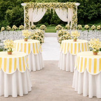 Nappe ronde à rayures festonnées pour table, décoration de table, convient aux tables rondes de 60/70/80/90 cm pour baby shower et événements