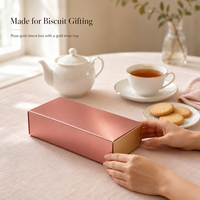Boîte à tiroir en papier métallisé or rose personnalisée avec séparateur pour emballage cadeau de barres chocolatées longues et biscuits
