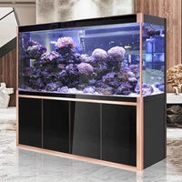 Aquarium de poissons marins en verre cristal peu profond de 145 gallons, 5 pieds, forme rectangulaire, avec un cabinet en contreplaqué massif, un bac à sable en plastique