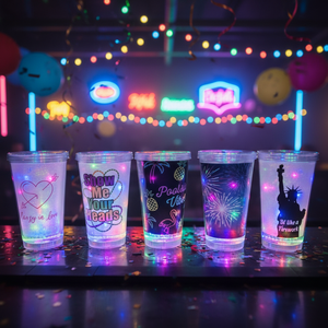 Gobelet lumineux LED à double paroi en plastique de 24 oz avec couvercle et paille, fabriqué au Vietnam - Product Image 2