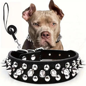 Collar para Perro Grande, Estilo <span class=keywords><strong>Punk</strong></span>, Resistente a Mordeduras, con Púas, de Cuero, al por Mayor - Product Image 4