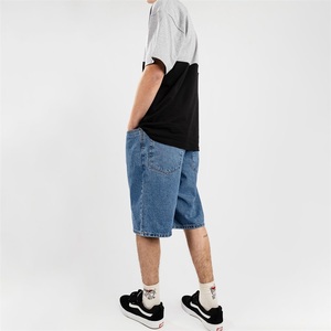Chine fabricant hommes taille moyenne fermeture éclair braguette coupe ample 100% coton Denim pantalon Baggy Jorts jean Shorts - Product Image 3