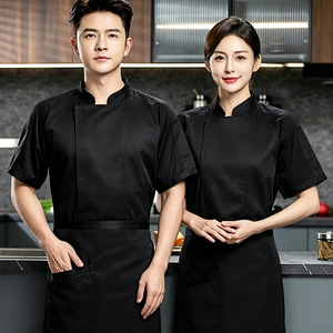 Veste <span class=keywords><strong>de</strong></span> chef à col montant personnalisable avec logo, uniformes <span class=keywords><strong>de</strong></span> restaurants, veste <span class=keywords><strong>de</strong></span> chef unisexe, uniformes d'hôtel, vêtements <span class=keywords><strong>de</strong></span> <span class=keywords><strong>travail</strong></span> pour boulangerie, vente en gros - Product Image 2