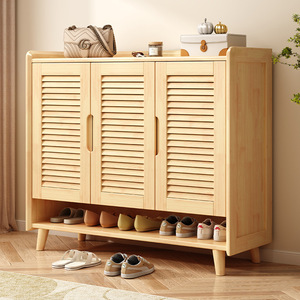 Armoire à chaussures en bois massif, rangement multi-niveaux, organisateur d'entrée peu encombrant, grande capacité pour les petits appartements - Product Image 2