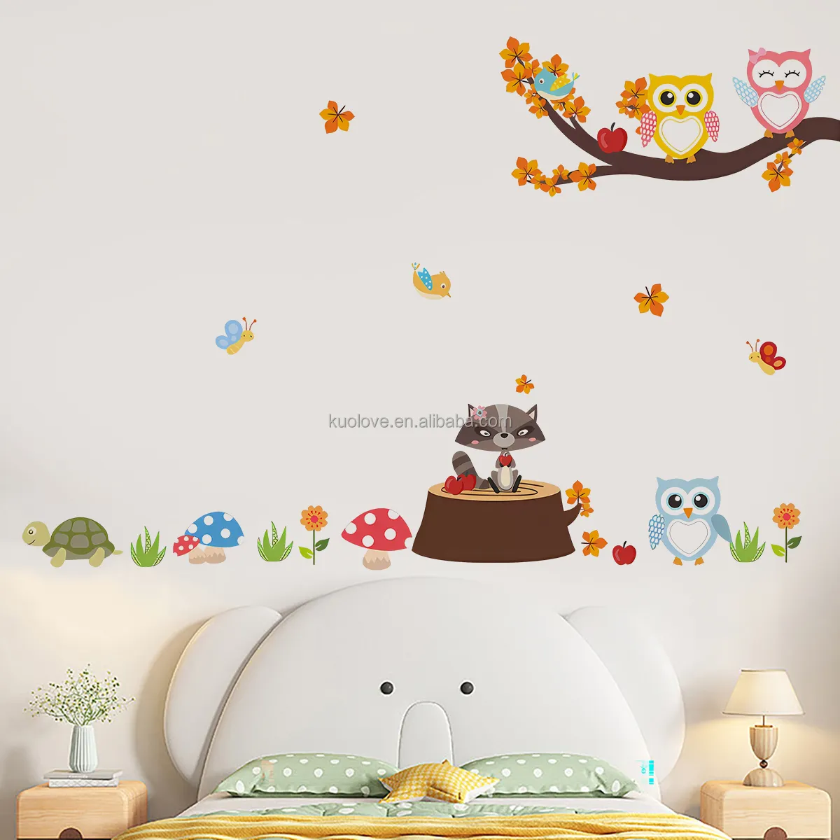 Piccoli rami animali gufo adesivi murali stanza bambini scuola materna carta da parati adesivi da parete